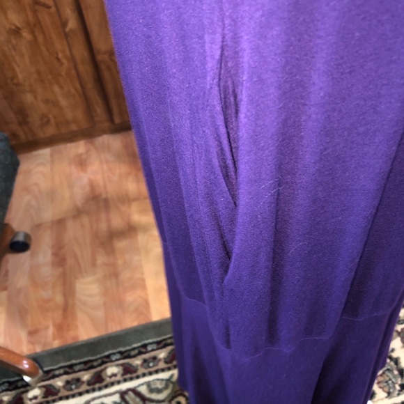 REBORN J SIZE SMALL PURPLE LING SLEEVE RAYON/SPANDEX DRESS POCKETS ON FRONT - Picture 3 of 4